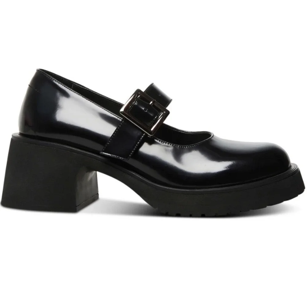 Steve Madden Vintage Black Tulip Patent Leather Mary Jane Heels Women's Size 9M